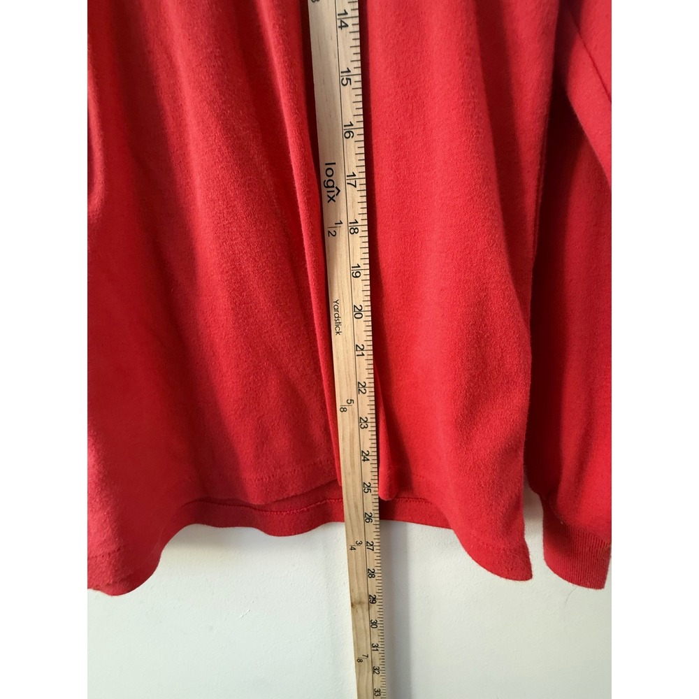 Vintage‎ YSL Mens Long Sleeve Polo Shirt Red Size XL Cotton Pocket Logo Preppy - Picture 6 of 7